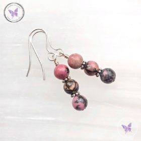 Rhodonite Triple Bead Earrings